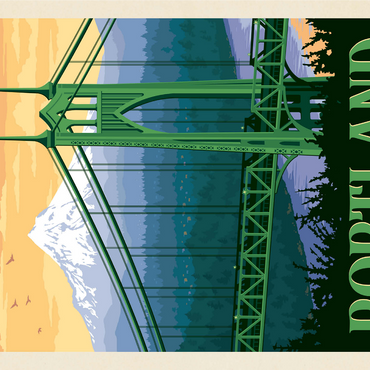 Portland, Oregon: St. Johns Bridge, Vintage Poster 1000 Jigsaw Puzzle 3D Modell