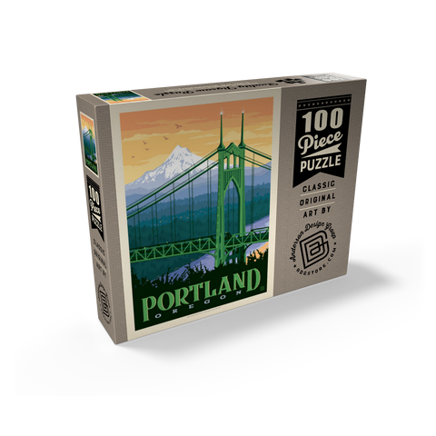 Portland, Oregon: St. Johns Bridge, Vintage Poster 100 Jigsaw Puzzle box view2