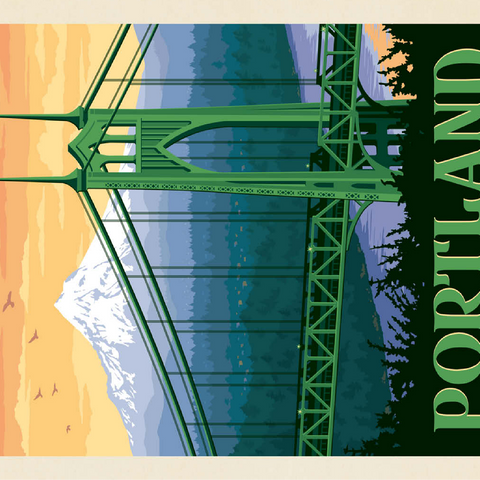 Portland, Oregon: St. Johns Bridge, Vintage Poster 100 Jigsaw Puzzle 3D Modell