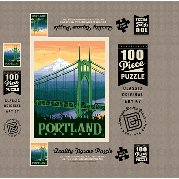 Portland, Oregon: St. Johns Bridge, Vintage Poster 100 Jigsaw Puzzle box 3D Modell