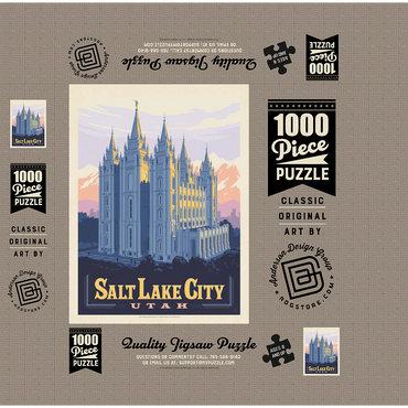 Salt Lake City, Utah: Temple Square, Vintage Poster 1000 Jigsaw Puzzle box 3D Modell