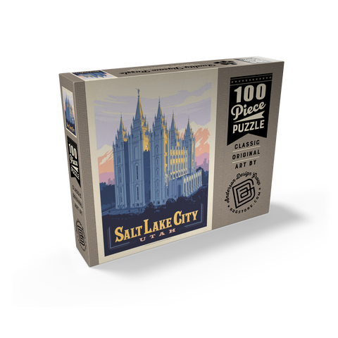 Salt Lake City, Utah: Temple Square, Vintage Poster 100 Jigsaw Puzzle box view2