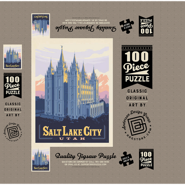 Salt Lake City, Utah: Temple Square, Vintage Poster 100 Jigsaw Puzzle box 3D Modell