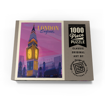 England: London, Big Ben (Mod Design), Vintage Poster 1000 Jigsaw Puzzle box view3