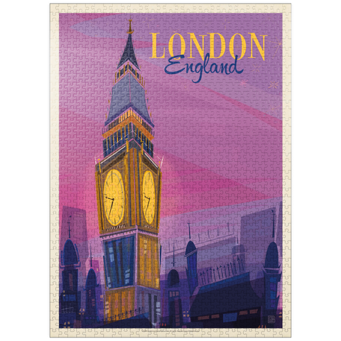 puzzleplate England: London, Big Ben (Mod Design), Vintage Poster 1000 Jigsaw Puzzle