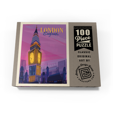 England: London, Big Ben (Mod Design), Vintage Poster 100 Jigsaw Puzzle box view3