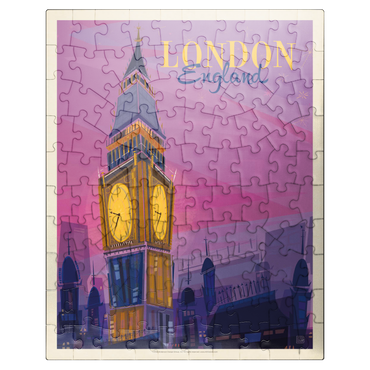 puzzleplate England: London, Big Ben (Mod Design), Vintage Poster 100 Jigsaw Puzzle