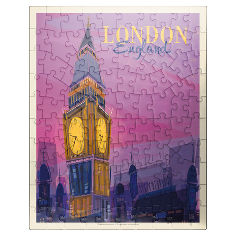 puzzleplate England: London, Big Ben (Mod Design), Vintage Poster 100 Jigsaw Puzzle