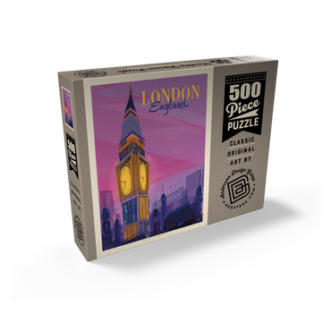 England: London, Big Ben (Mod Design), Vintage Poster 500 Jigsaw Puzzle box view2