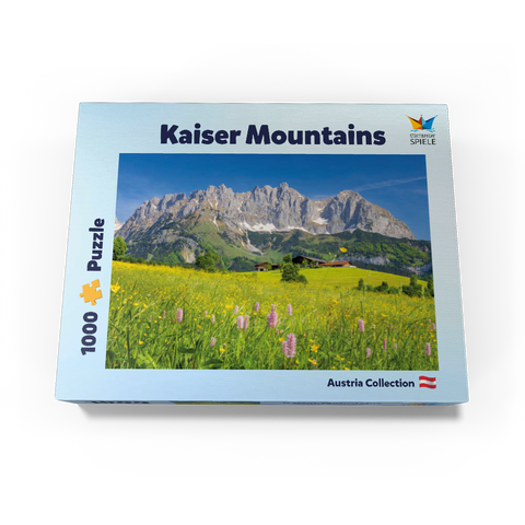 Farmhouse in front of the Wilder Kaiser, Austria, Tyrol - Kaisergebirge 1000 Jigsaw Puzzle box view3