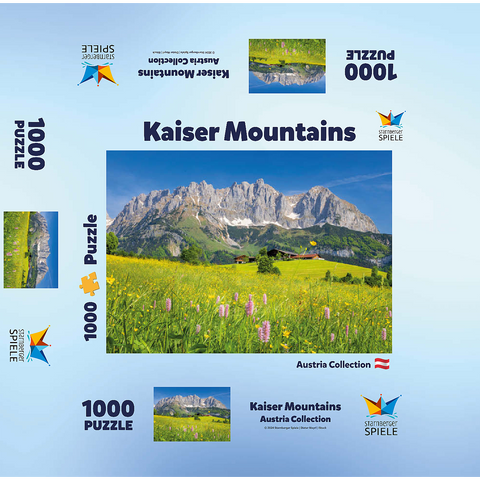 Farmhouse in front of the Wilder Kaiser, Austria, Tyrol - Kaisergebirge 1000 Jigsaw Puzzle box 3D Modell