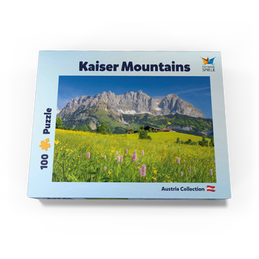 Farmhouse in front of the Wilder Kaiser, Austria, Tyrol - Kaisergebirge 100 Jigsaw Puzzle box view3