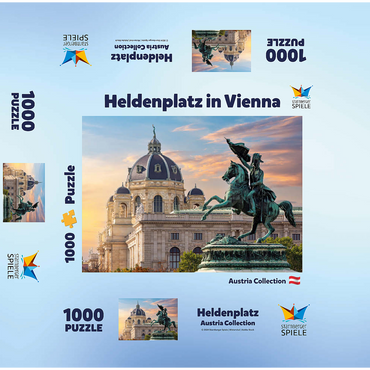 Statue on Heldenplatz in Vienna, Natural History Museum - Austria 1000 Jigsaw Puzzle box 3D Modell