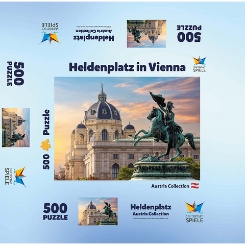 Statue on Heldenplatz in Vienna, Natural History Museum - Austria 500 Jigsaw Puzzle box 3D Modell