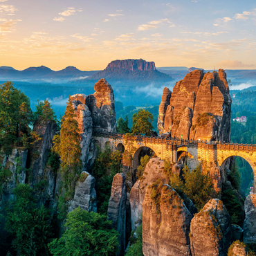 Sunrise at the Bastei in Saxon Switzerland, Saxony, Germany 1000 Jigsaw Puzzle 3D Modell