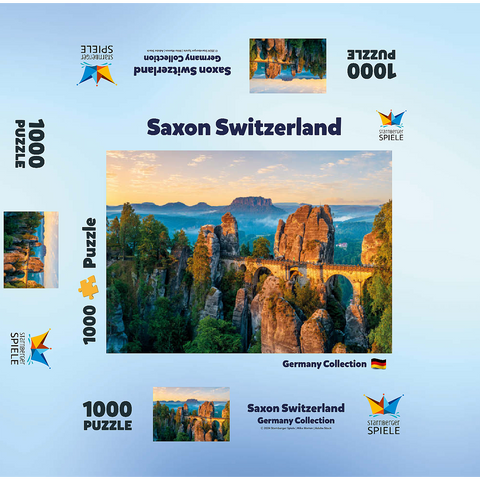 Sunrise at the Bastei in Saxon Switzerland, Saxony, Germany 1000 Jigsaw Puzzle box 3D Modell