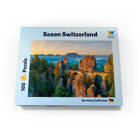 Sunrise at the Bastei in Saxon Switzerland, Saxony, Germany 100 Jigsaw Puzzle box view3