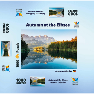 Autumn landscape at the Eibsee with Wetterstein mountains and Zugspitze, Alpine motif - Bavaria 1000 Jigsaw Puzzle box 3D Modell