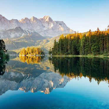 Autumn landscape at the Eibsee with Wetterstein mountains and Zugspitze, Alpine motif - Bavaria 100 Jigsaw Puzzle 3D Modell