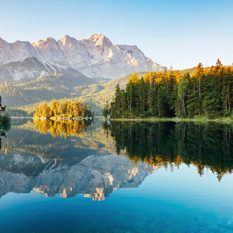 Autumn landscape at the Eibsee with Wetterstein mountains and Zugspitze, Alpine motif - Bavaria 500 Jigsaw Puzzle 3D Modell