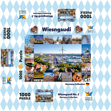 Wiesgaudi No.2 - Colorful collage of the Oktoberfest in Munich, Theresienwiese, Bavaria, Germany 1000 Jigsaw Puzzle box 3D Modell