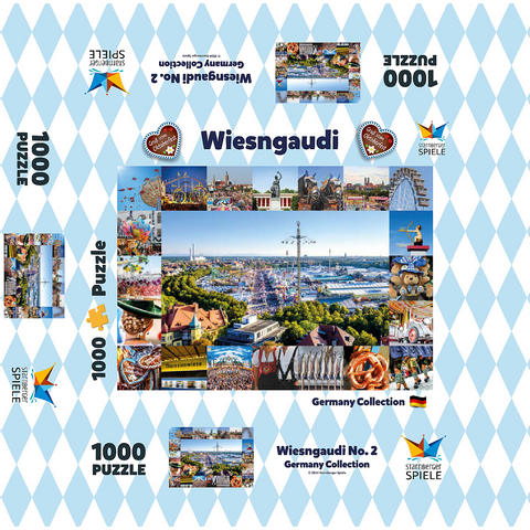 Wiesgaudi No.2 - Colorful collage of the Oktoberfest in Munich, Theresienwiese, Bavaria, Germany 1000 Jigsaw Puzzle box 3D Modell