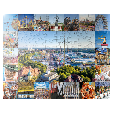 puzzleplate Wiesgaudi No.2 - Colorful collage of the Oktoberfest in Munich, Theresienwiese, Bavaria, Germany 100 Jigsaw Puzzle