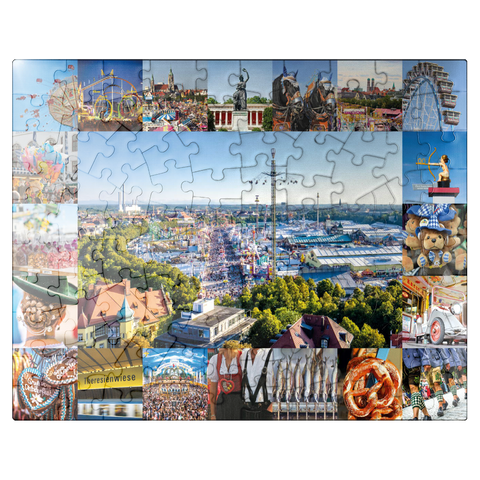 puzzleplate Wiesgaudi No.2 - Colorful collage of the Oktoberfest in Munich, Theresienwiese, Bavaria, Germany 100 Jigsaw Puzzle