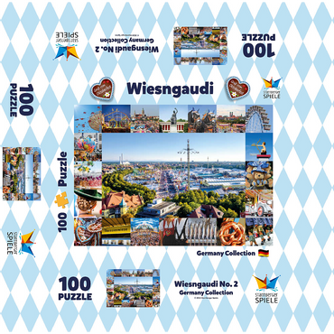 Wiesgaudi No.2 - Colorful collage of the Oktoberfest in Munich, Theresienwiese, Bavaria, Germany 100 Jigsaw Puzzle box 3D Modell