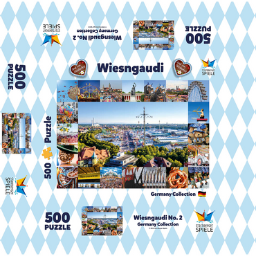 Wiesgaudi No.2 - Colorful collage of the Oktoberfest in Munich, Theresienwiese, Bavaria, Germany 500 Jigsaw Puzzle box 3D Modell