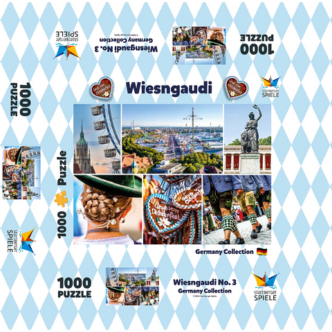 Wiesgaudi No.3 - Colorful collage of the Oktoberfest in Munich, Theresienwiese, Bavaria, Germany 1000 Jigsaw Puzzle box 3D Modell