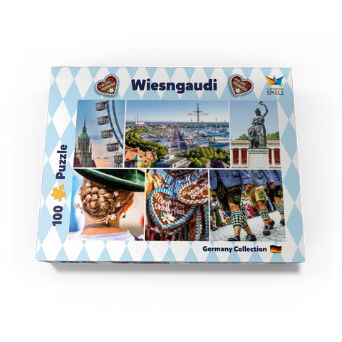 Wiesgaudi No.3 - Colorful collage of the Oktoberfest in Munich, Theresienwiese, Bavaria, Germany 100 Jigsaw Puzzle box view3