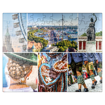 puzzleplate Wiesgaudi No.3 - Colorful collage of the Oktoberfest in Munich, Theresienwiese, Bavaria, Germany 100 Jigsaw Puzzle