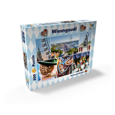 Wiesgaudi No.3 - Colorful collage of the Oktoberfest in Munich, Theresienwiese, Bavaria, Germany 500 Jigsaw Puzzle box view2