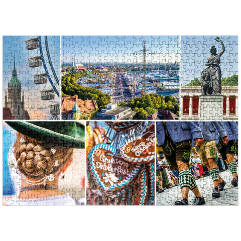 puzzleplate Wiesgaudi No.3 - Colorful collage of the Oktoberfest in Munich, Theresienwiese, Bavaria, Germany 500 Jigsaw Puzzle