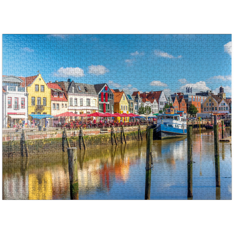 puzzleplate Port of Husum, North Frisia, North Sea, Schleswig-Holstein 1000 Jigsaw Puzzle