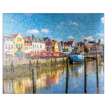 puzzleplate Port of Husum, North Frisia, North Sea, Schleswig-Holstein 100 Jigsaw Puzzle