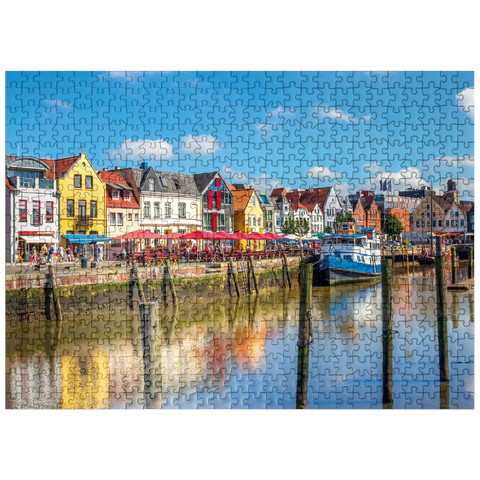 puzzleplate Port of Husum, North Frisia, North Sea, Schleswig-Holstein 500 Jigsaw Puzzle