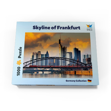 Frankfurt skyline and Deutschherrnbrücke bridge in the evening light 1000 Jigsaw Puzzle box view3