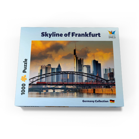 Frankfurt skyline and Deutschherrnbrücke bridge in the evening light 1000 Jigsaw Puzzle box view3