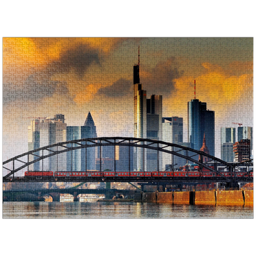 puzzleplate Frankfurt skyline and Deutschherrnbrücke bridge in the evening light 1000 Jigsaw Puzzle