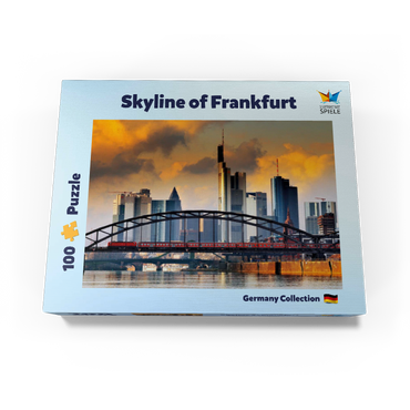 Frankfurt skyline and Deutschherrnbrücke bridge in the evening light 100 Jigsaw Puzzle box view3