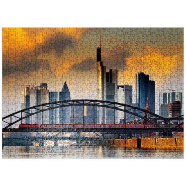 puzzleplate Frankfurt skyline and Deutschherrnbrücke bridge in the evening light 500 Jigsaw Puzzle