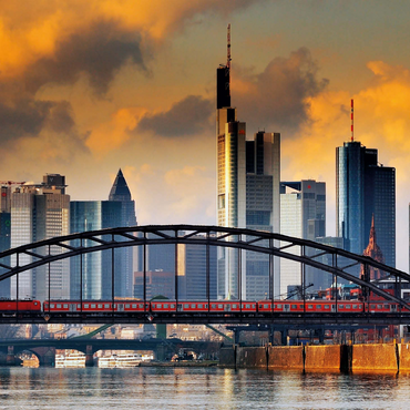 Frankfurt skyline and Deutschherrnbrücke bridge in the evening light 500 Jigsaw Puzzle 3D Modell