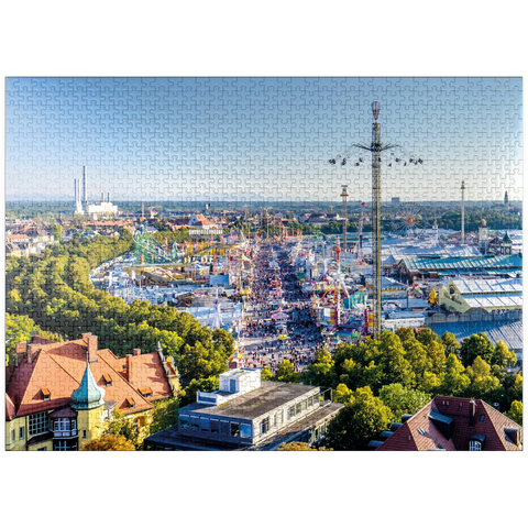 puzzleplate View of the Oktoberfest in Munich, Theresienwiese, Bavaria 1000 Jigsaw Puzzle