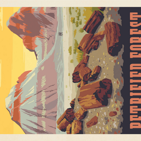 Petrified Forest National Park: Painted Hills, Vintage Poster 1000 Jigsaw Puzzle 3D Modell