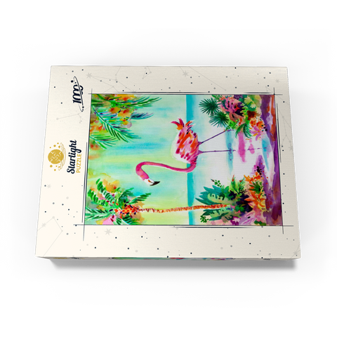 Flamingo Lagoon - Watercolor Artwork 1000 Jigsaw Puzzle box view3