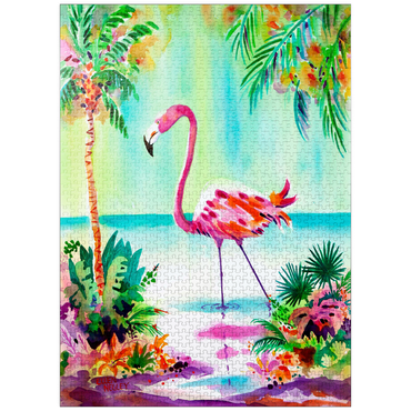 puzzleplate Flamingo Lagoon - Watercolor Artwork 1000 Jigsaw Puzzle