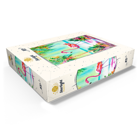 Flamingo Lagoon - Watercolor Artwork 100 Jigsaw Puzzle box view1