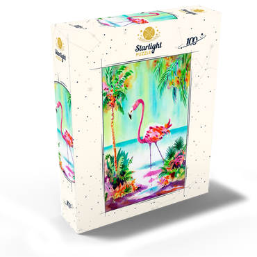 Flamingo Lagoon - Watercolor Artwork 100 Jigsaw Puzzle box view2